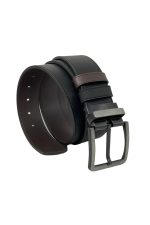 4.5 Cm.lik Spor Kemer Çift Taraflı Suni Deri Kahverengi / Siyah