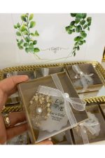 Çiçekli Epoksi Magnet Kutulu Nikah, Söz, Nişan Hediyelik - 25 Adet