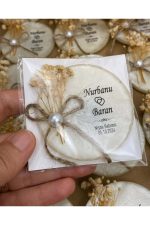 Çiçekli Epoksi Magnet Paketli Nikah, Söz, Nişan Hediyelik - 50 Adet