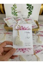 İncili Kalp Anahtarlık Nikah, Söz, Nişan Hediyelik - 50 Adet