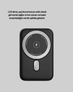 LCD Ekranlı Kablosuz Powerbank Type C ve USB Çıkışlı