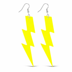 80’ler 90'lar Retro Neon Sarı Şimşek Küpe 10 Cm