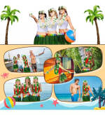 Tropikal Esintili Hawaii Yapraklı Parti Eteği Yetişkin Boy