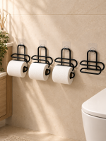 Delmeden Monte Tuvalet Kağıdı Askısı Siyah Metal Yapışkanlı Banyo Kağıtlığı 4’lü Set