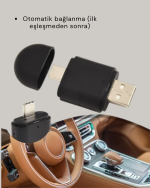 Kablosuz CarPlay Adaptörü – USB-A & Type-C Uyumlu Hızlı Bağlantı Cihazı