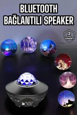 Çocuklara Özel Şarjlı Bluetooth Hoparlör Parti Led Lambası Yıldızlı Projeksiyon