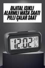 Gece Dijital Masa Saati Dijital Alarmlı Led Ekran Pilli Çalar Saat