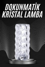 Kristal Lamba Masa Lambası Şarjlı Masa Lambası Dokunmatik Sensör Usb Şarjlı
