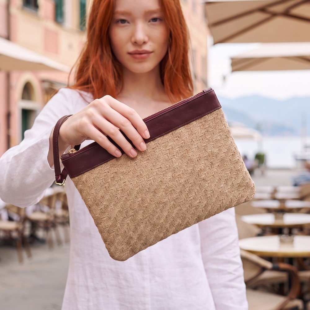Jolie Hasır Kadın Portföy & Clutch El Çantası Bordo