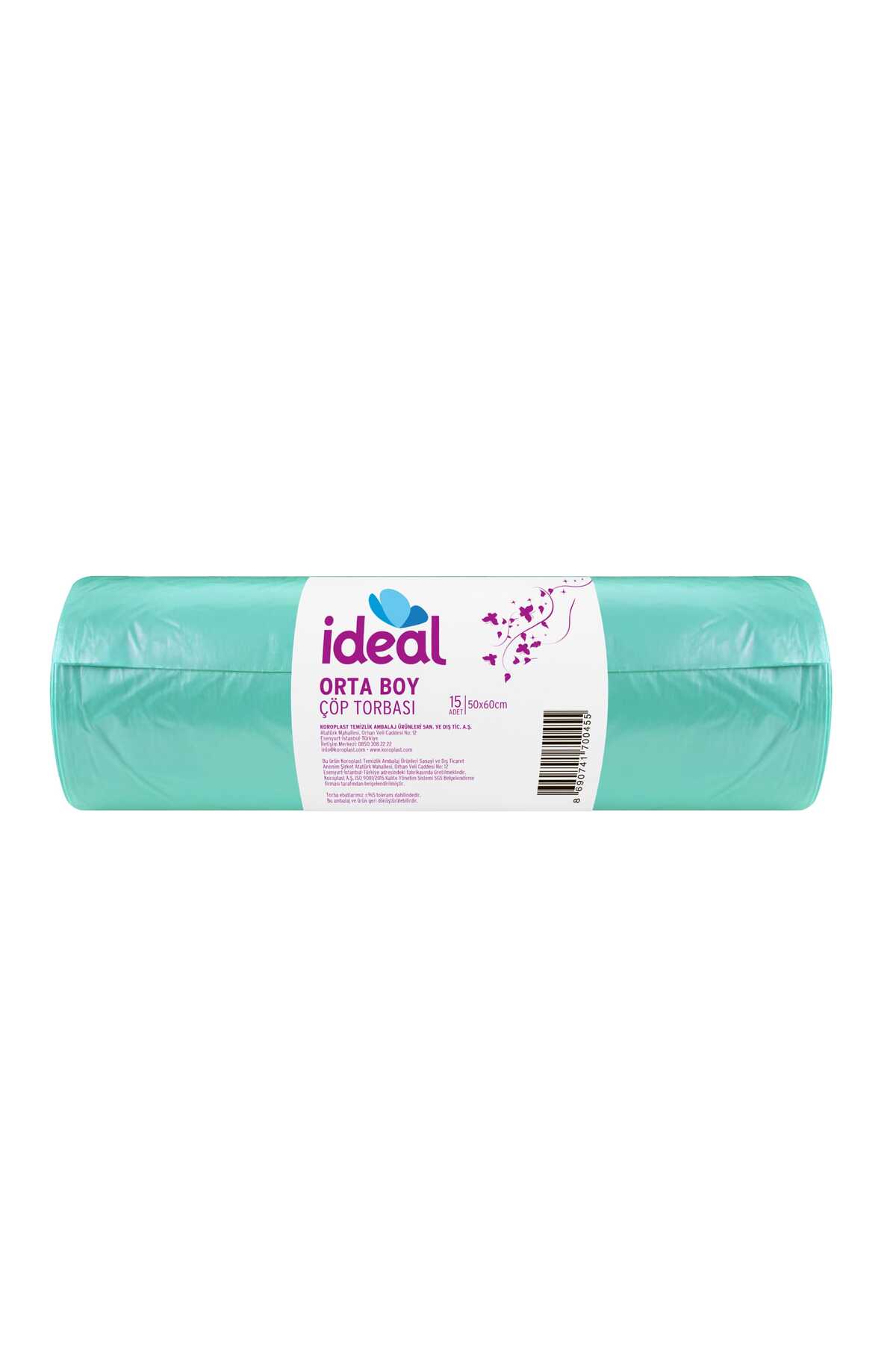 İdeal Cop Torbası Orta Boy Yeşil 15 Li 50x60 Cm x 10 Paket