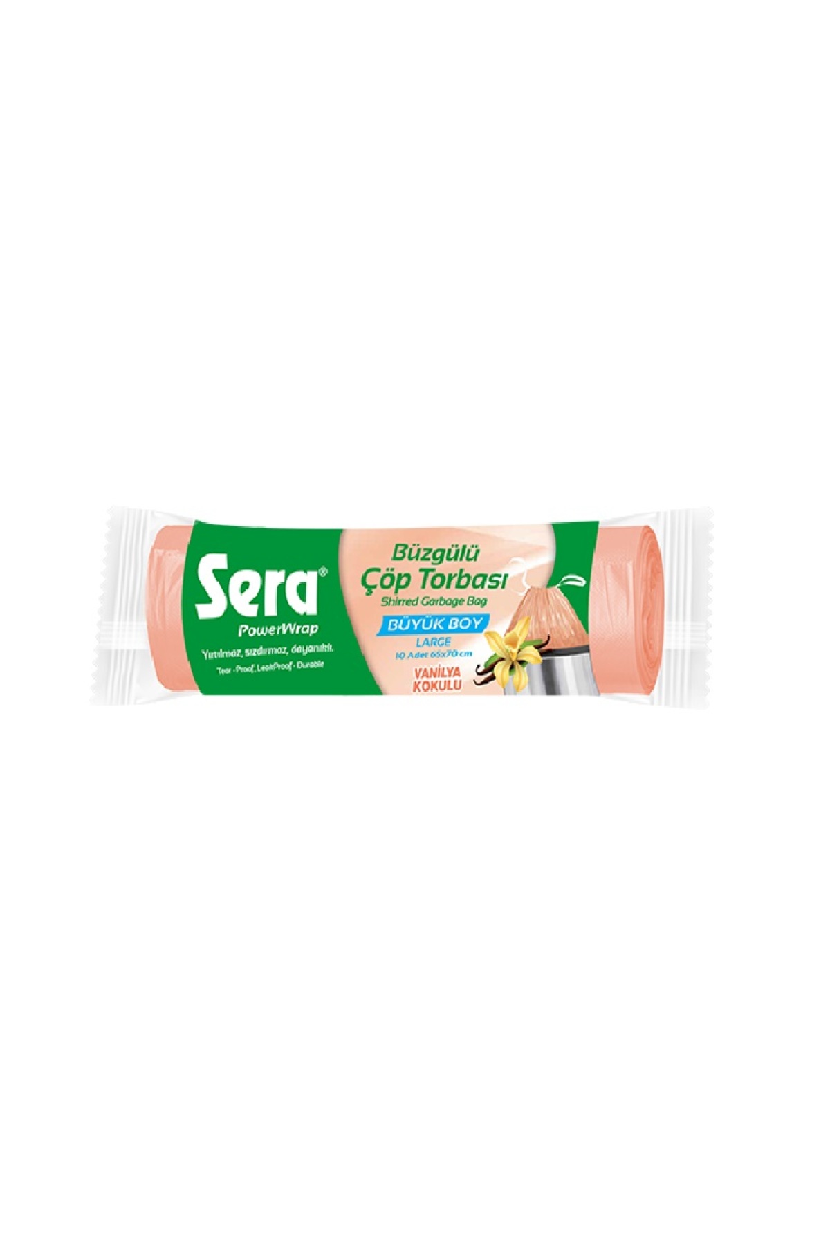 Sera Çöp Torbası Büzgülü Vanilya Kokulu Büyük Boy 10 Lu 65 x 70 Cm x 15 Paket