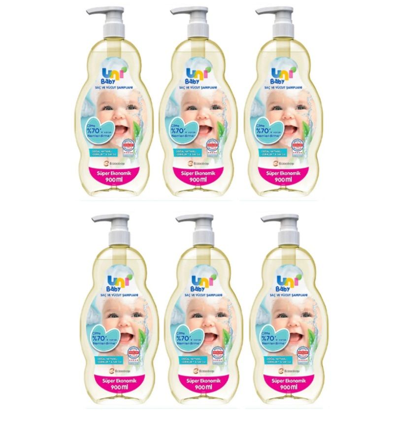 Uni Baby Saç Ve Vücut Şampuan 900 Ml x 6 Adet