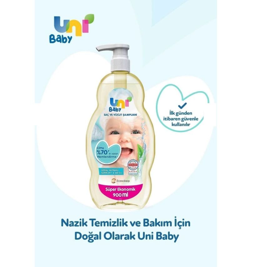 Uni Baby Saç Ve Vücut Şampuan 900 Ml x 6 Adet