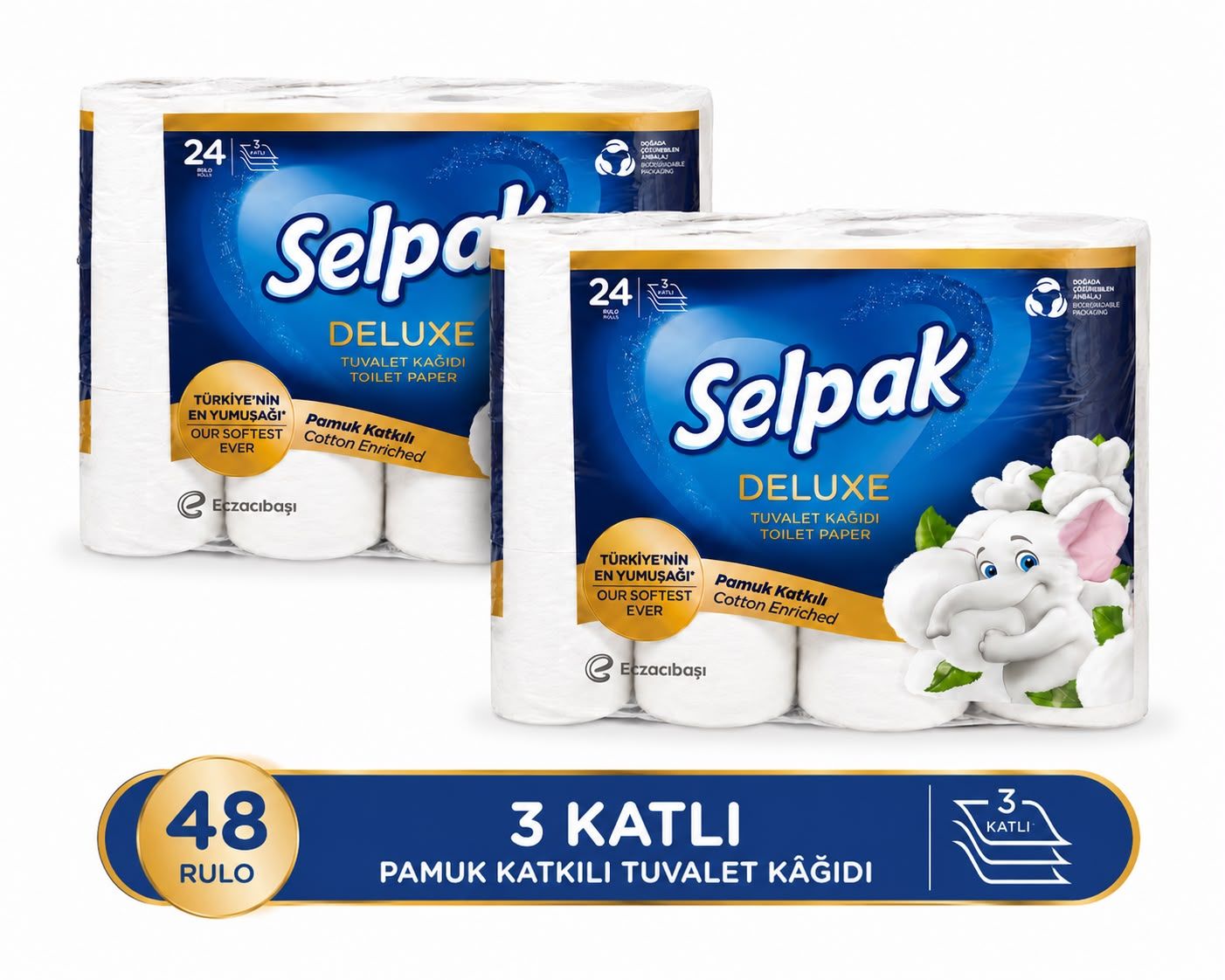 Selpak Deluxe Tuvalet Kağıdı Pamuk Katkılı 48 Rulo