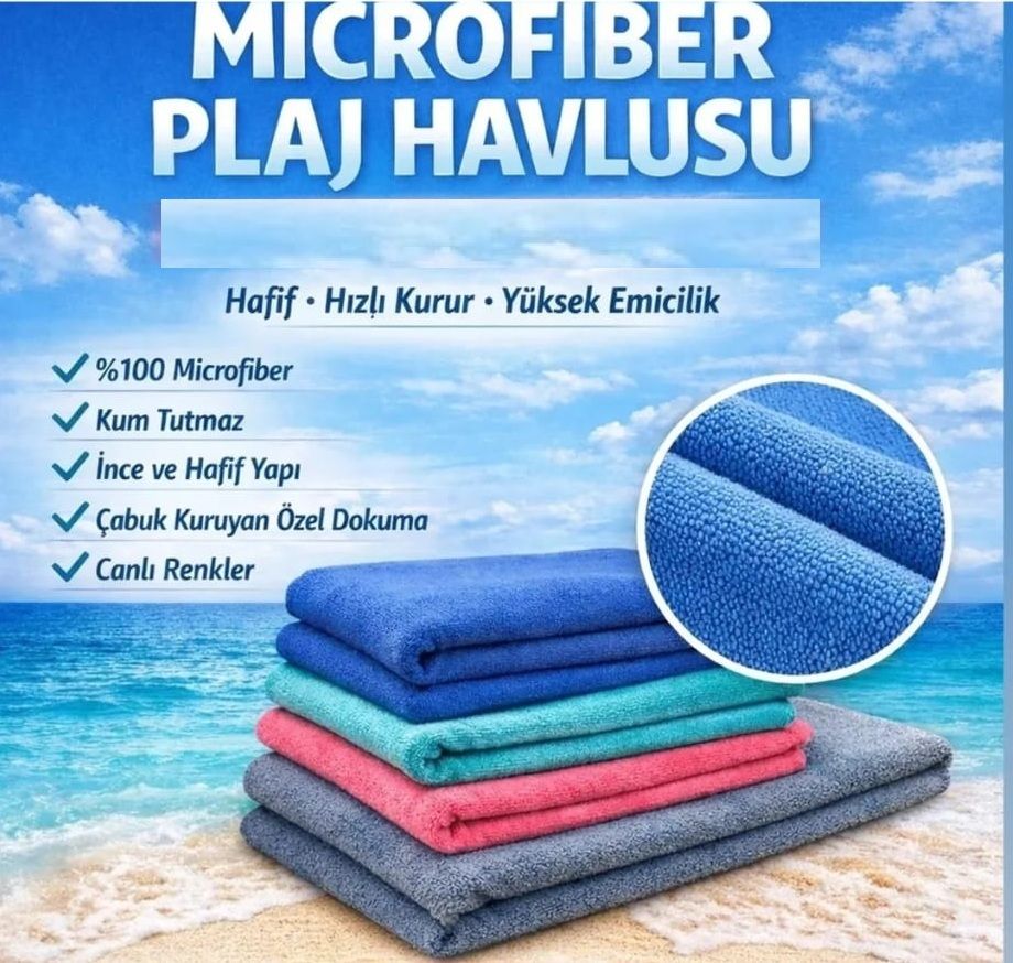 Bilmar Mikrofiber Ultra Emici Hızlı Kuruyan Kum Tutmaz Spor, Havuz, Plaj Havlusu 70 X 140 Cm x 2 A
