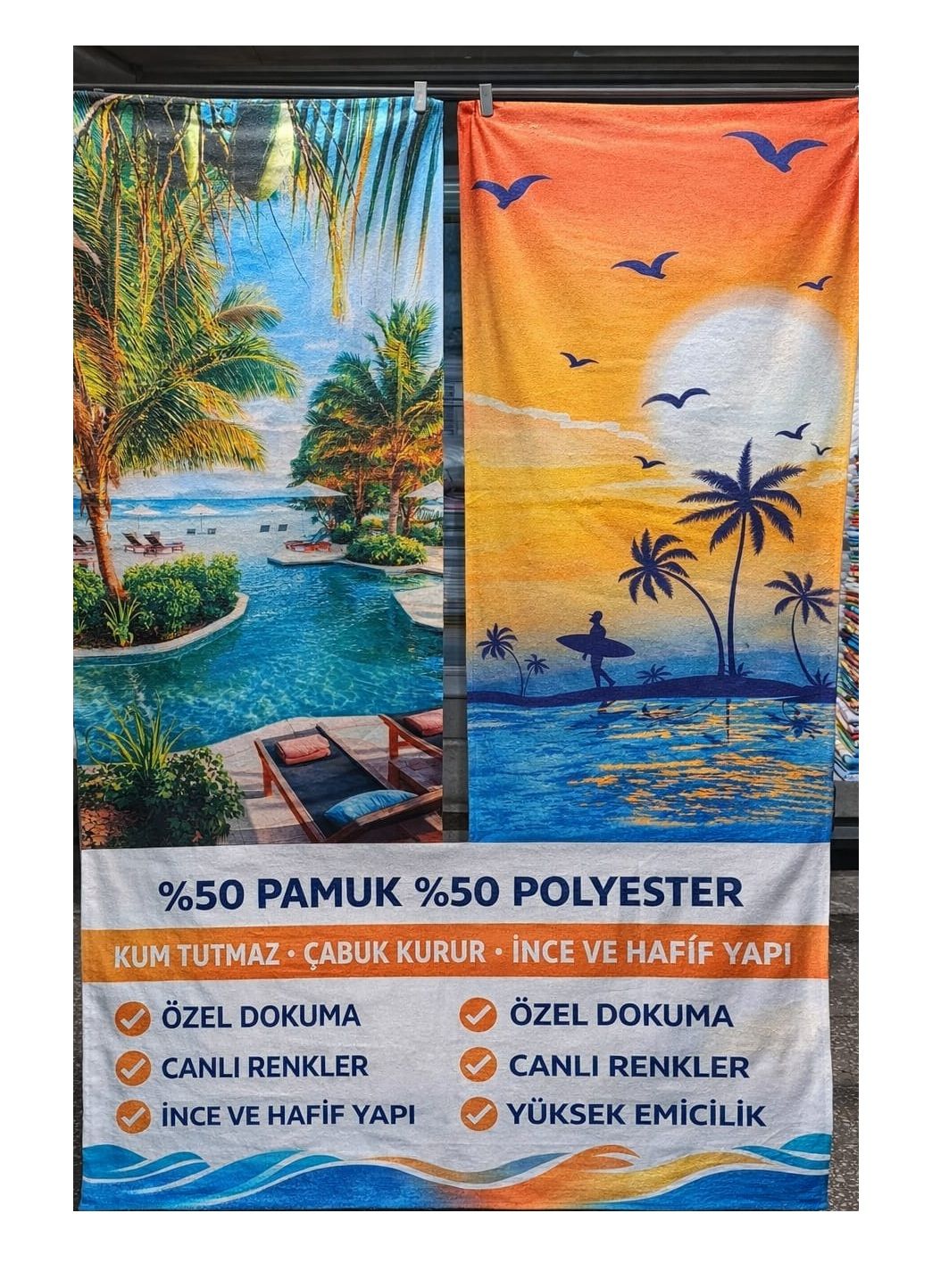 Bilmar Plaj Havlusu 70 x 140 Cm Kum Tutmaz - Hafif ve Yüksek Emici x 2 Adet