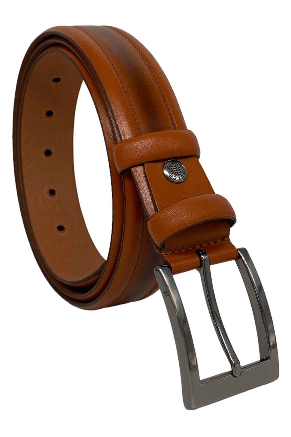 Taba Hakiki Deri Ortası Dikişli 3.5 Cm.lik Klasik Erkek Kemer - 208-62-22ks
