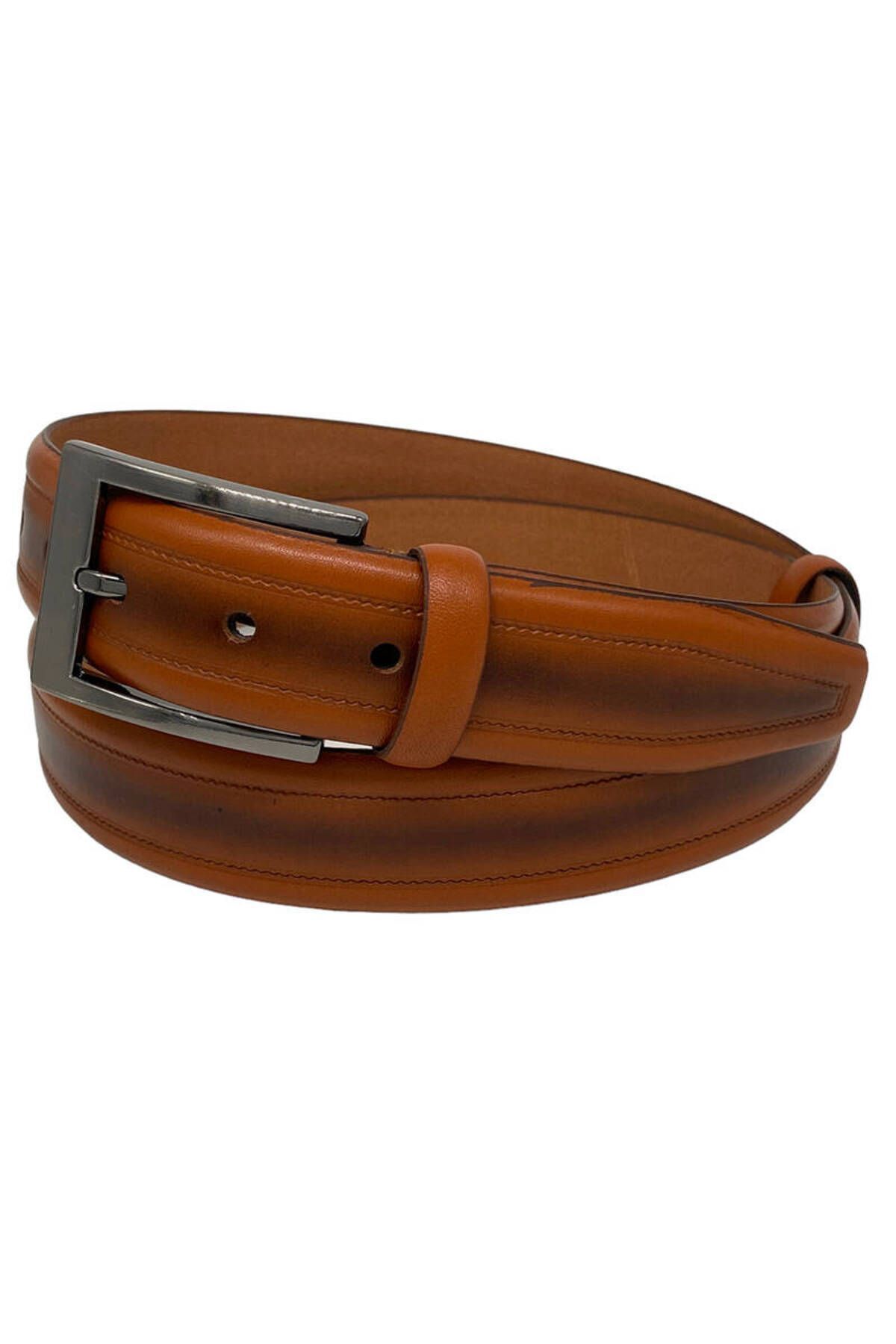 Taba Hakiki Deri Ortası Dikişli 3.5 Cm.lik Klasik Erkek Kemer - 208-62-22ks