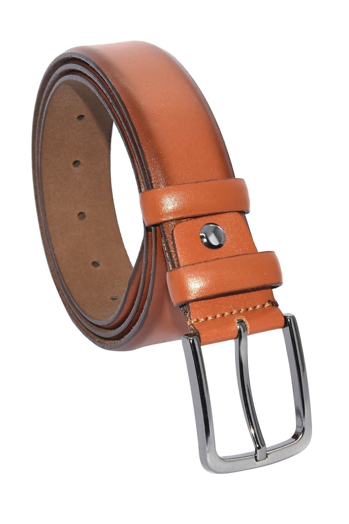 Taba Hakiki Deri Düz Renk 3.5 Cm.lik Klasik Kemer - 208-düz