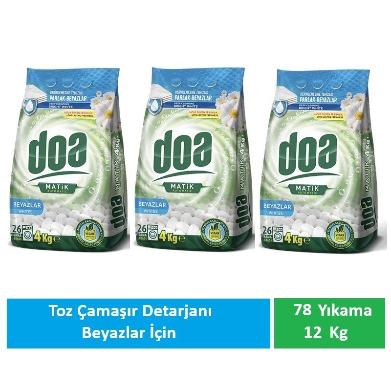 Doa Matik Toz Deterjan Beyazlar 3 x 4 Kg