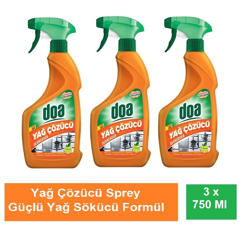 Doa Yağ Çözücü Sprey 750 ML Vegan x 3 Adet