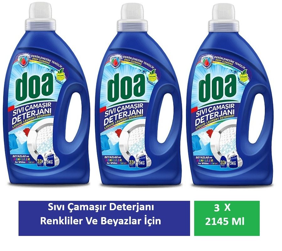 Doa Sıvı Çamaşır Deterjanı Renkliler Ve Beyazlar Derinlemesine Temizlik 3 X 2145 Ml