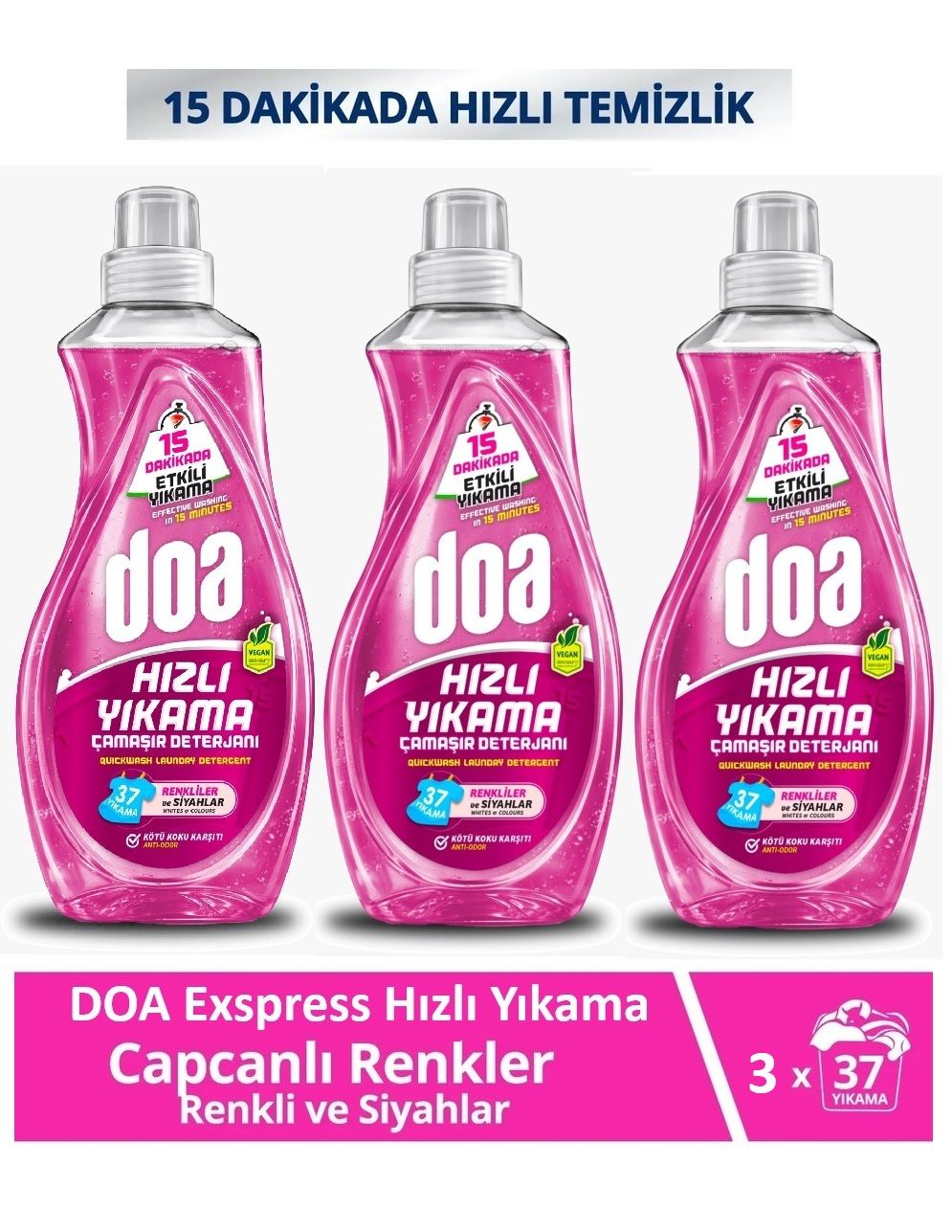 Doa Express Hızlı Yıkama Canlı Renkler Renkli Ve Siyahlar Sıvı Çamaşır Deterjanı 1480 Ml x