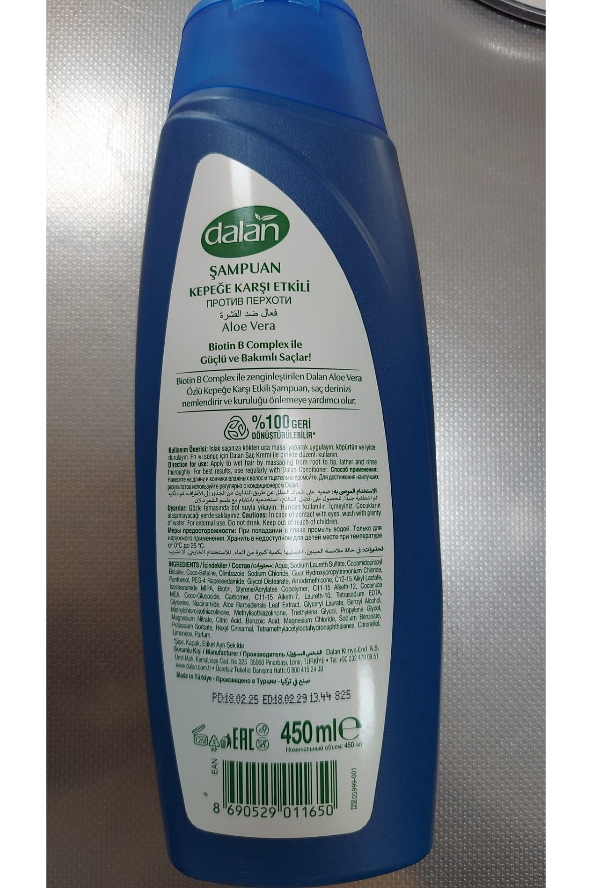 Dalan Şampuan Aloe Vera Özlü Kepeğe Karşıt Etkili 450 Ml x 3 Adet