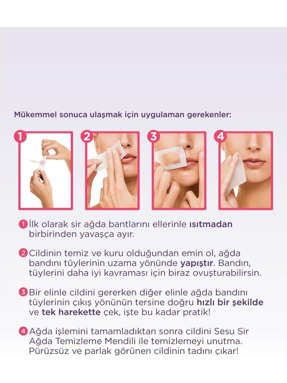 Sesu Sir Ağda Bantları Yüz Bölgesi Hassas Ciltler 20 Li x 3 Adet