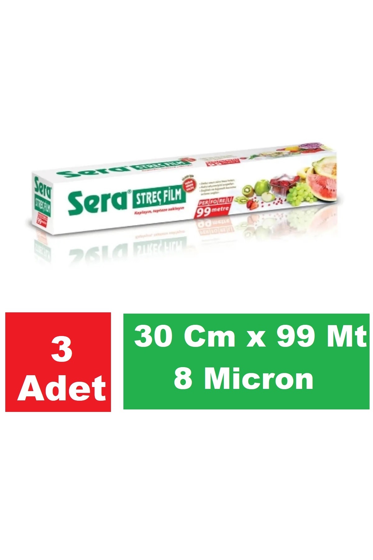 Sera Streç Film 30 Cm x 99 Mt 8 Micron x 3 Paket