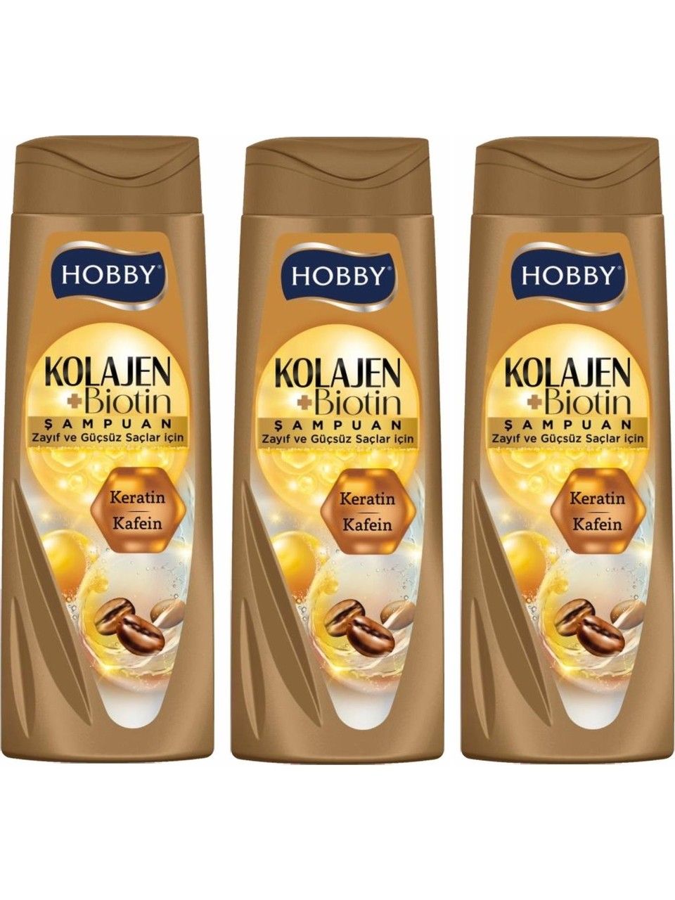 Hobby Şampuan Keratin Kafein Zayıf Ve Güçsüz Saç 480 Ml x 3 Adet