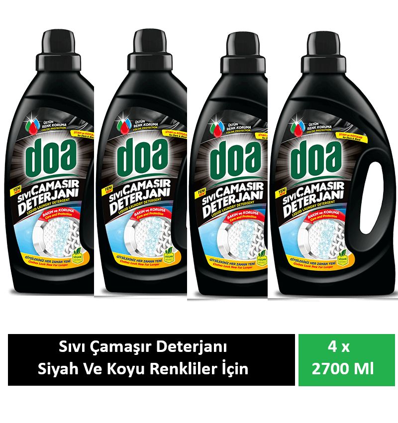 Doa Sıvı Çamaşır Deterjanı Siyah ve Koyu Renkler 4 x 2700 Ml