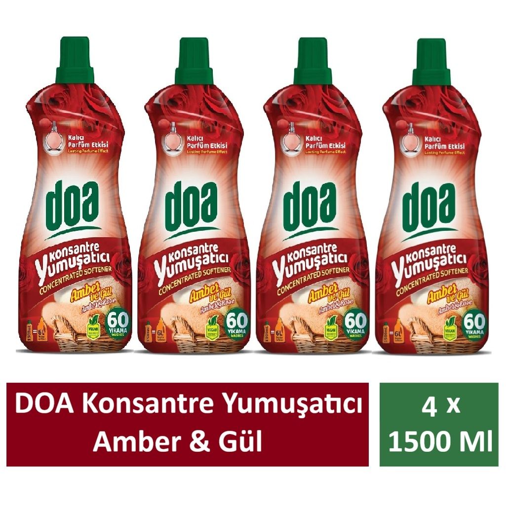 Doa Konsantre Çamaşır Yumuşatıcı Amber Ve Gül 1500 Ml x 4 Adet