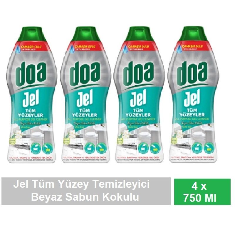 Doa Jel Tüm Yüzey Beyaz Sabun Kokulu Yüzey Temizleyici 750 Ml x 4 Adet