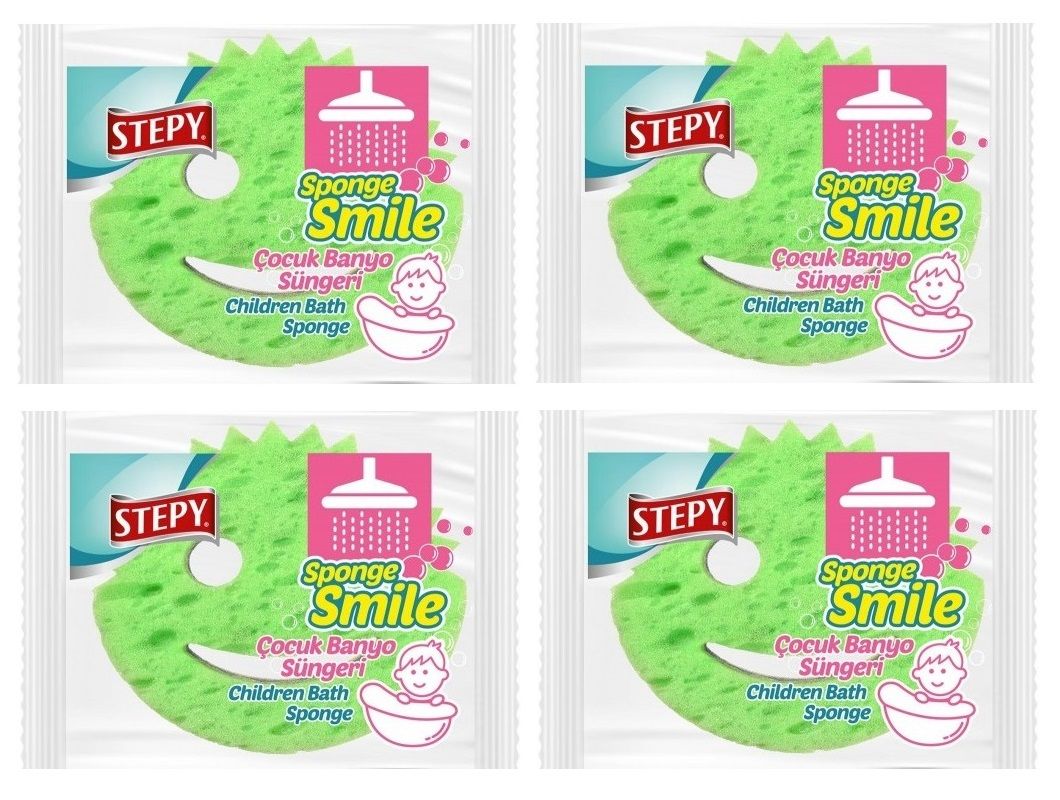 Stepy Sponge Smile Çocuk Banyo Süngeri x 4 Paket