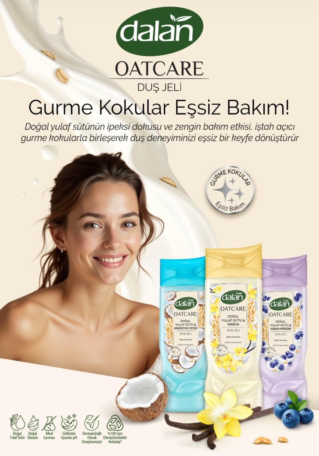 Dalan Duş Jeli Oatcare Yulaf Sütü Ve Yaban Mersini 450 Ml x 4 Adet