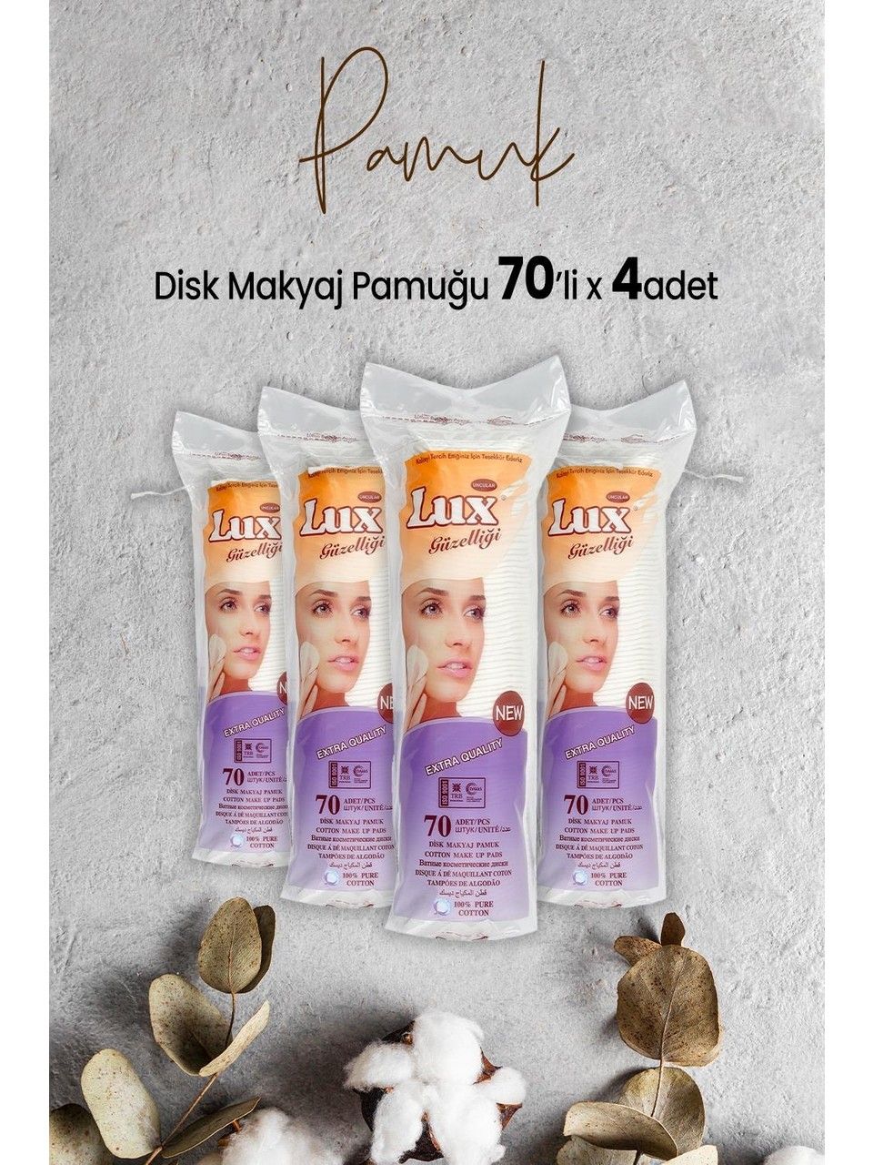Lux Disk Makyaj Temiizleme Pamuğu 70 Li x 4 Adet