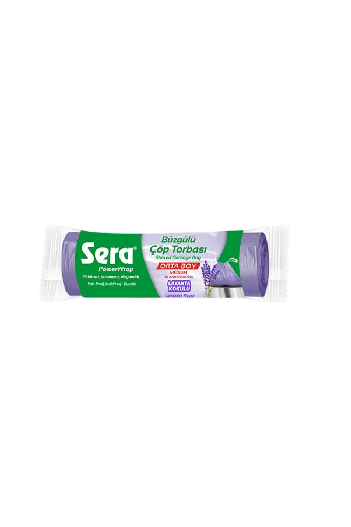 Sera Çöp Torbası Büzgülü Lavanta Kokulu Orta Boy 10 Lu 55 x 60 Cm x 4 Paket