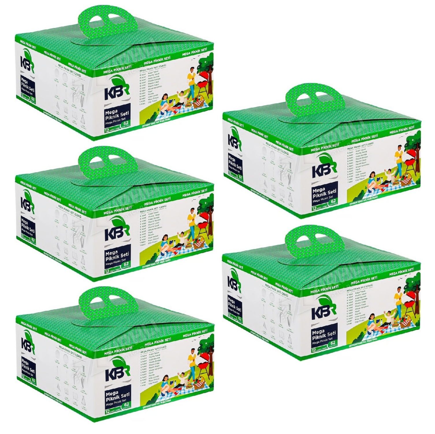 Kbr Mega Piknik Seti 12 Çeşit 62 Parça x 5 Set