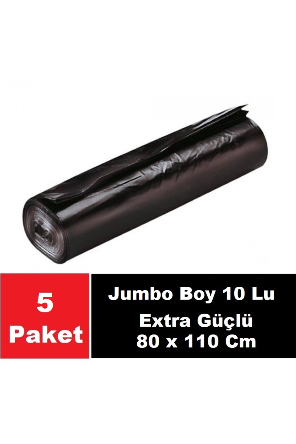 Sera Çöp Torbası 160 Lt Endüstriyel Extra Güçlü Jumbo Boy 10 Lu 80 x 110 Cm x 5 Paket