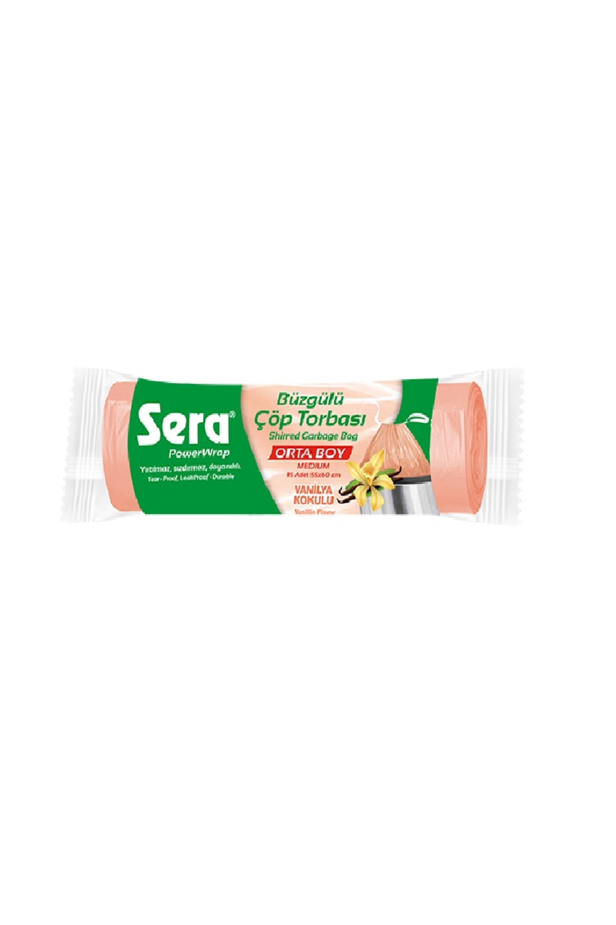 Sera Çöp Torbası Büzgülü Vanilya Kokulu Orta Boy 15 Li 55 x 60 Cm x 5 Paket