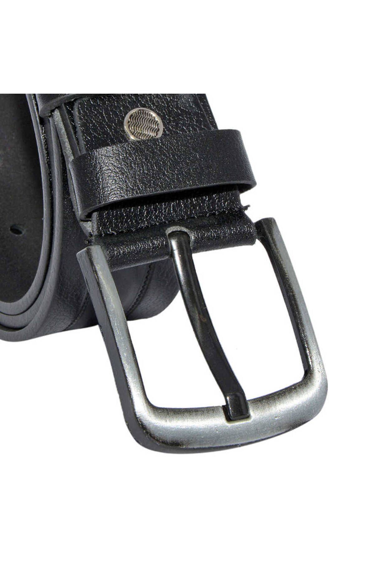 Siyah Hakiki Deri Desenli Model 4.5 Cm.lik Spor Kot Kemer - 500-61