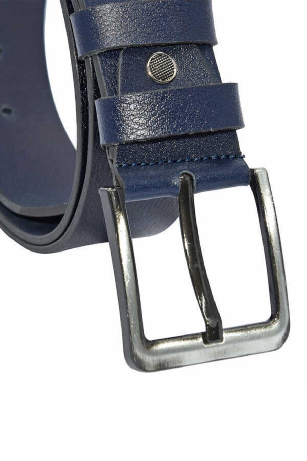 Lacivert Hakiki Deri Düz Renk 4.5 Cm.lik Spor Kemer - Tek Katmanlı Manda Derisi - 505-düz-21s