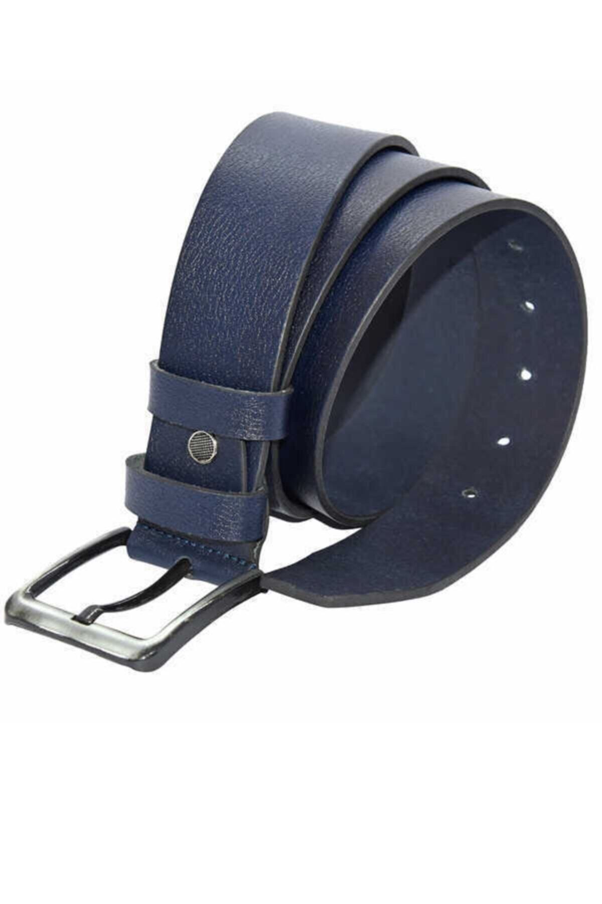 Lacivert Hakiki Deri Düz Renk 4.5 Cm.lik Spor Kemer - Tek Katmanlı Manda Derisi - 505-düz-21s