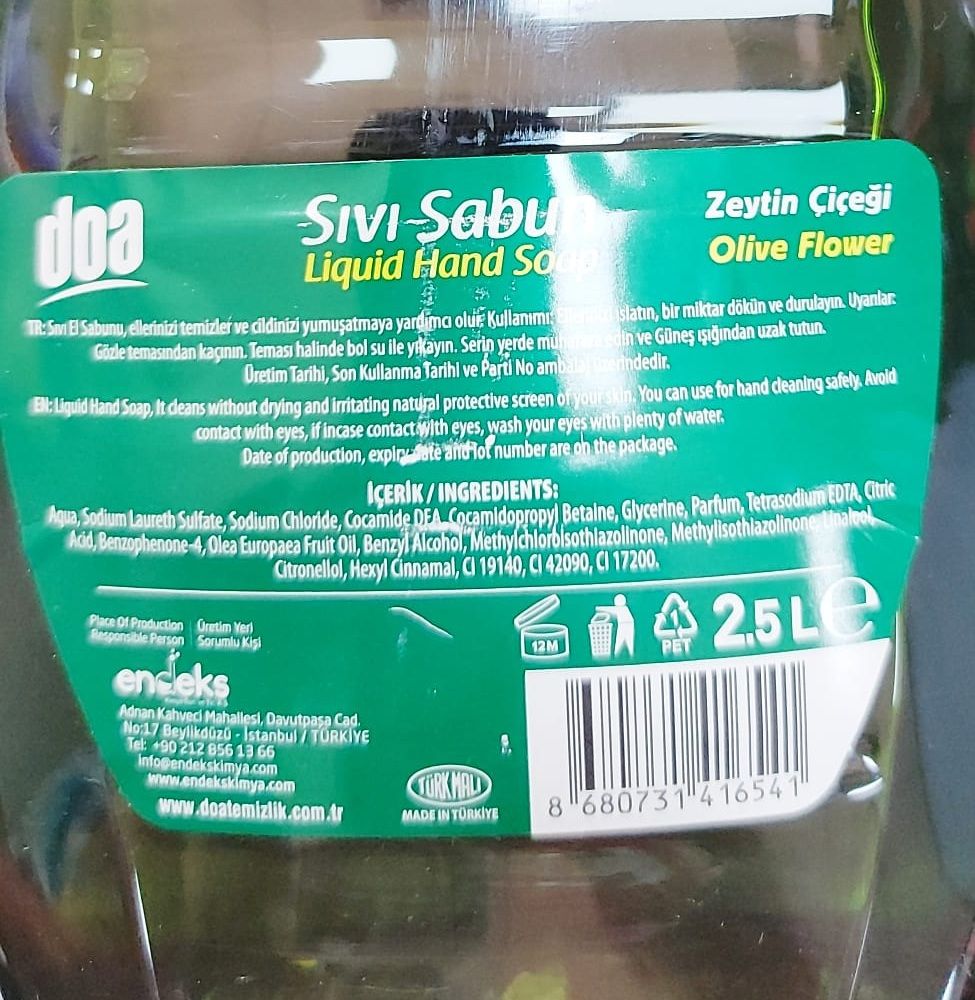 Doa Sıvı Sabun Zeytin Çiçeği 2.5 Lt x 6 Adet