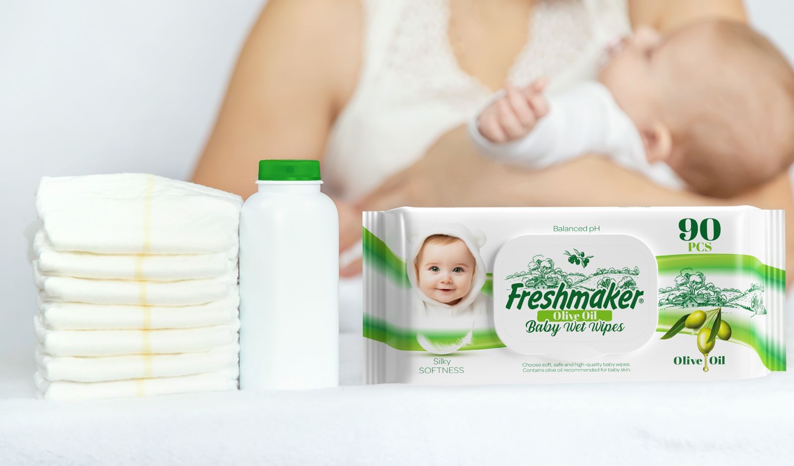 Freshmaker Islak Havlu Zeytinyağlı Sensitive Kapaklı 540 Yaprak