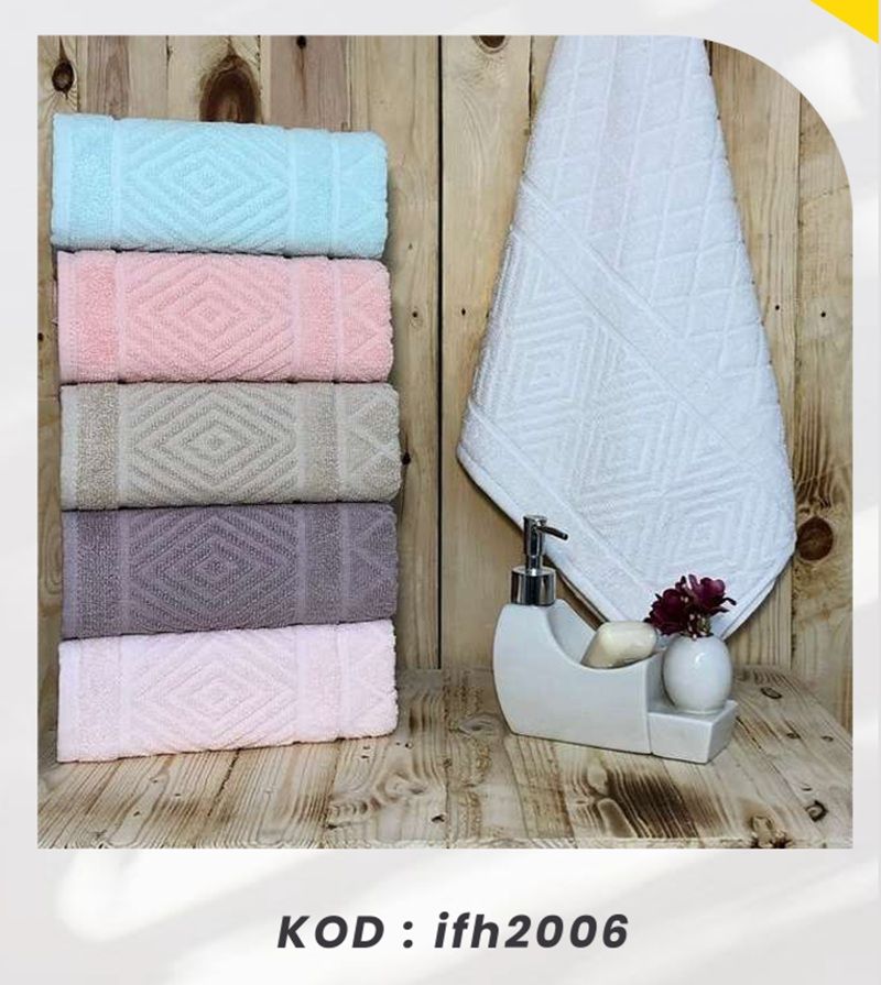 Bimar Bukle Jakarlı Soft Pramit Desenli El Ve Yüz Havlusu 50 X 90 Cm x 6 Adet