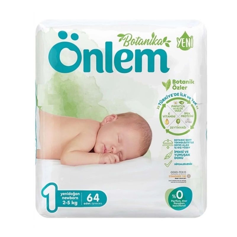 Önlem Botanika Bebek Bezi 1 Beden Yenidoğan 2 - 5 Kg 64 Lü x 2 Paket