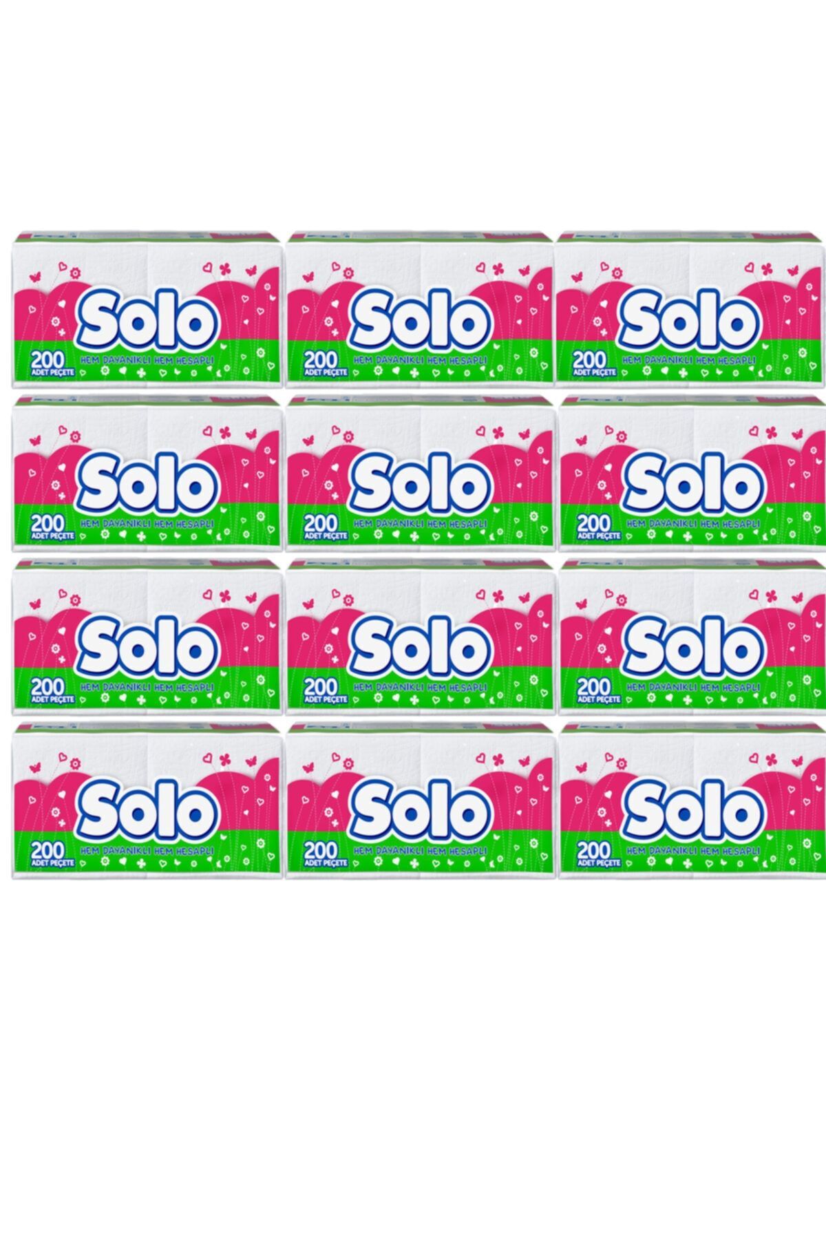 Solo Peçete 200'lü 12 Paket