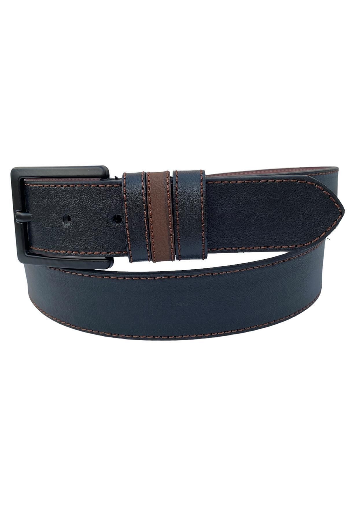 Siyah Suni Deri Dikişli 4 Cm.lik Spor Kemer - 7000-109-22y